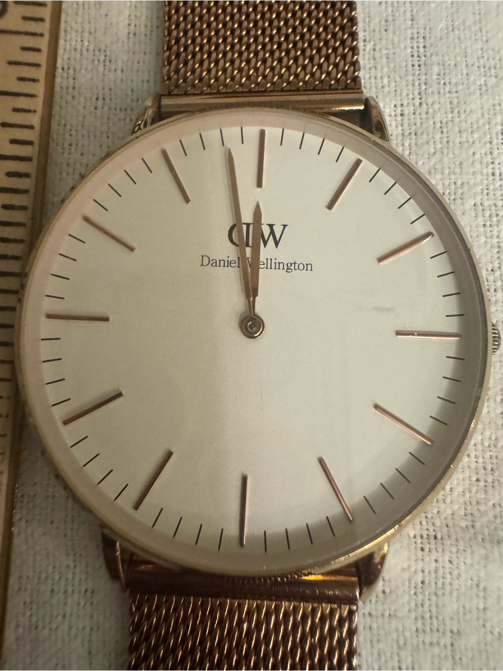 Daniel Wellington Rose Gold Mesh Watch with White Dial